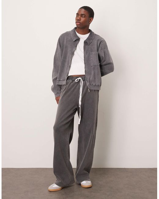 ASOS Gray Oversized Boxy Shacket With Ribbed Texture for men