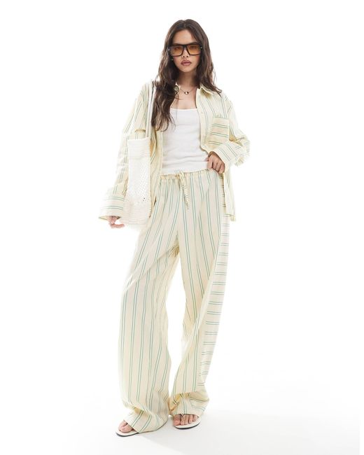 ASOS White Oversized Cotton Poplin Barrel Leg jogger With Contrast Stripe Panel