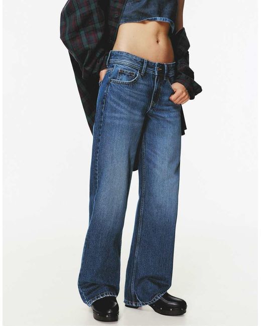Pull&Bear Blue Low-rise Straight Leg Jeans