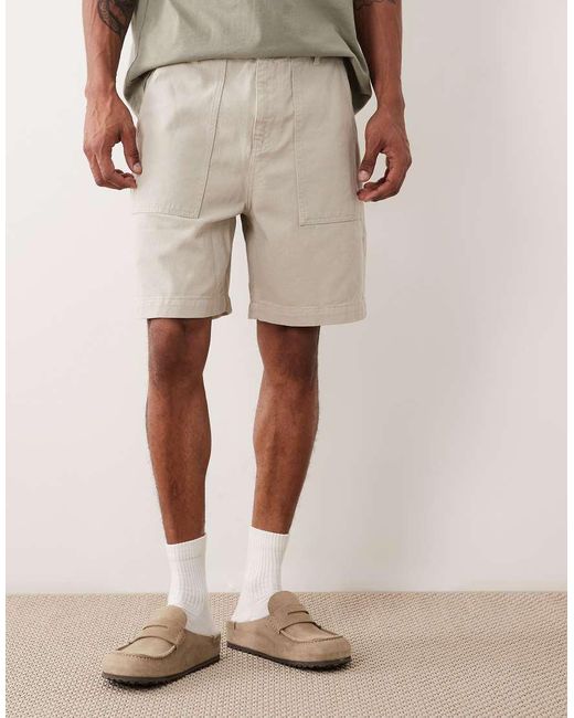 ASOS Natural Mid Length Jort for men