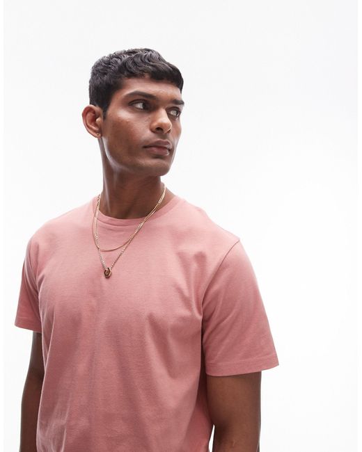 Camiseta Topman de hombre de color Pink