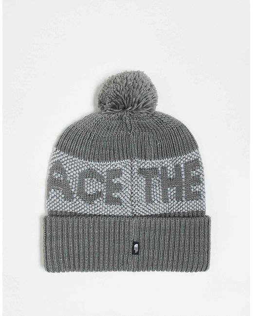 Bonnet à logo rétro et pompon The North Face en coloris Gray