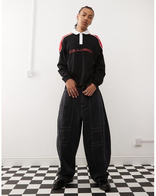Collusion Black Seam Detail jogger Jeans for men