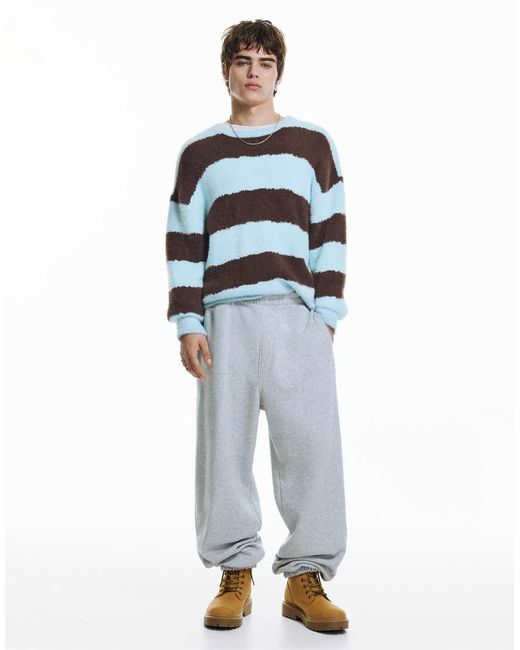 Pull&Bear Blue Striped Jumper for men