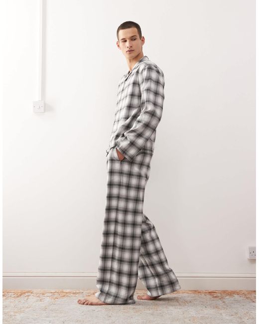 Pantalon confort d'ensemble en flanelle à carreaux - noir et Weekday pour homme en coloris White