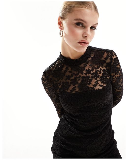 New Look Black Lace Sheer Top Mini Dress
