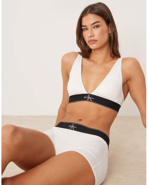 Calvin Klein Natural Graphic Logo Lightly Lined Triangle Bra