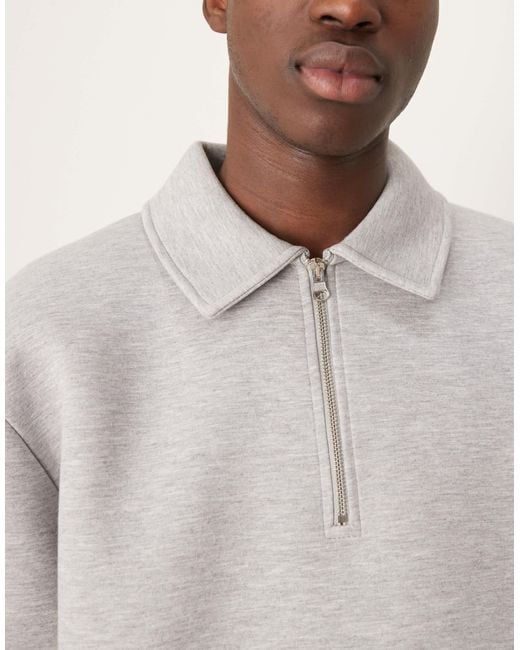 ASOS Natural Heavyweight Oversized Collar Sweatshirt With Fixed Hem for men