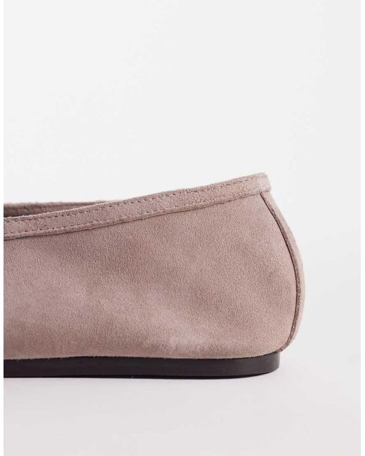 ASOS White Lively Premium Suede Mary Jane Ballets