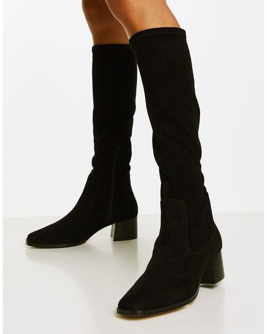 Whistles Blaire Knee High Sock Boot With Block Heel in Black Lyst