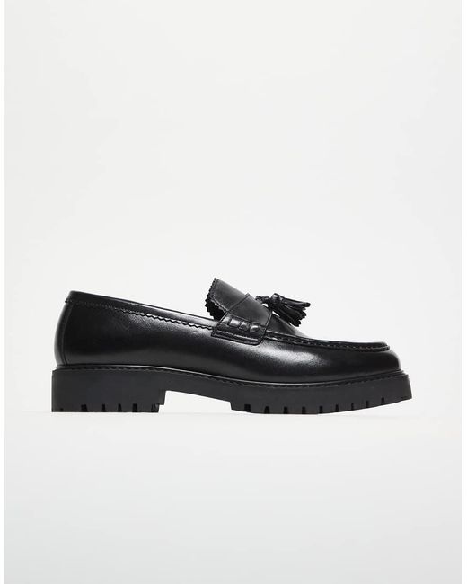 Walk London Black Sean Tassel Loafers for men