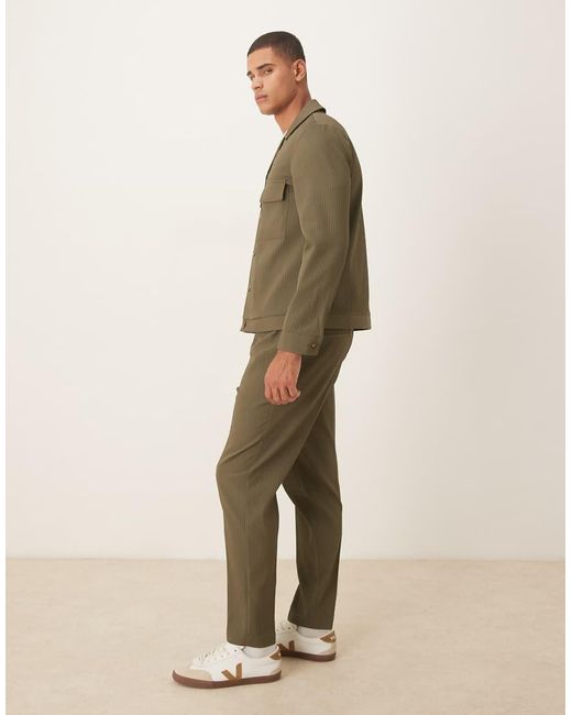 Pantalones De Vestir Caquis Sin Cierres De Corte Tapered De Canalé De (Parte De Un Conjunto)-Verde ASOS de hombre de color Natural
