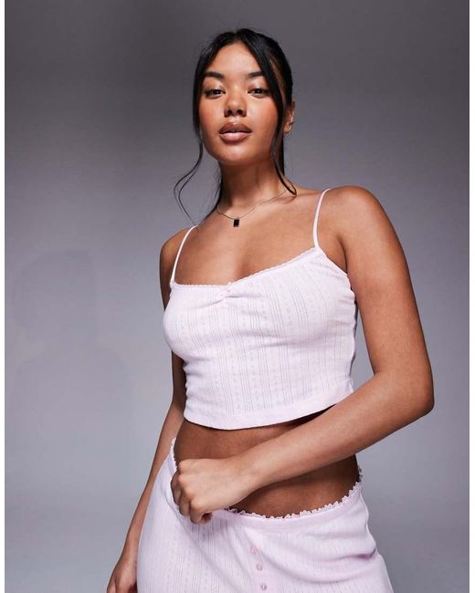 Oh Polly White Sweetheart Cami Lounge Top Co-Ord