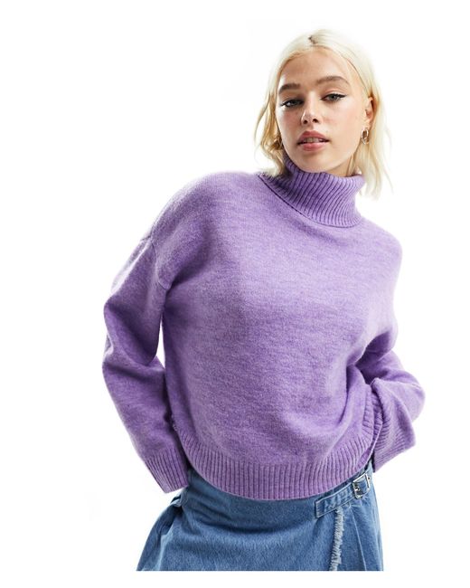 Monki Purple Roll Neck Knitted Sweater