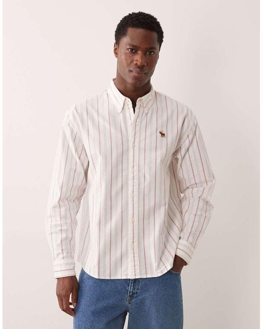 Abercrombie & Fitch Natural Icon Logo Oxford Shirt for men