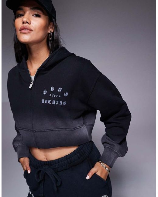 Good For Nothing Blue Spray Effect Relaxed Zip Through Hoodie