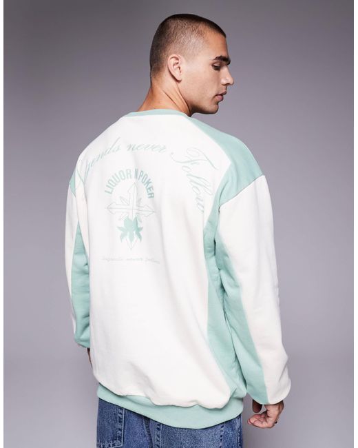 Liquor N Poker Gray 400gsm Sweatshirt With Gothic Script Logo for men