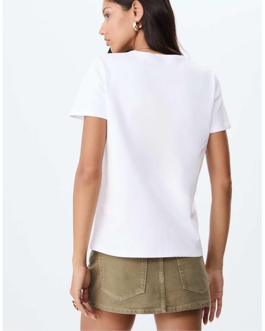 Stradivarius White – weiches basic-t-shirt im regular fit