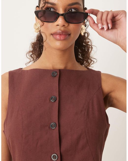 ASOS Red Button Down Vest Jumpsuit
