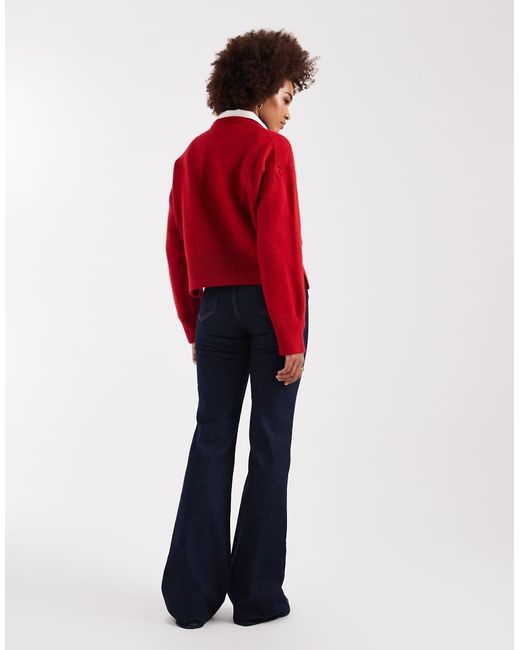 ONLY Red Juicy Flare Jeans