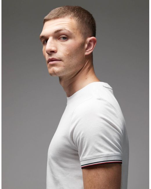 Tommy Hilfiger Gray Tipped Detail Logo T-Shirt for men