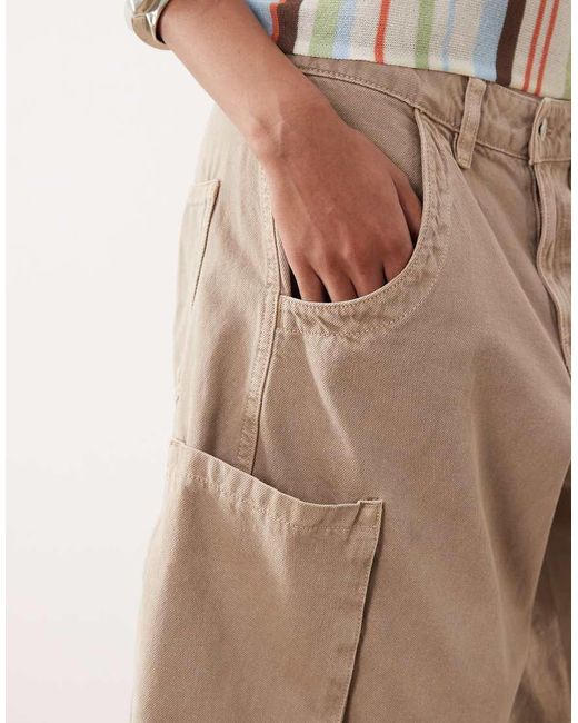 ASOS Natural Longline Bermuda Short With Utility Pocket Detail