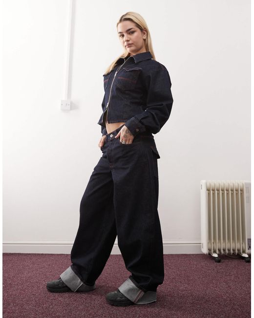 Collusion Blue X002 baggy Jeans With Turn Up Hem