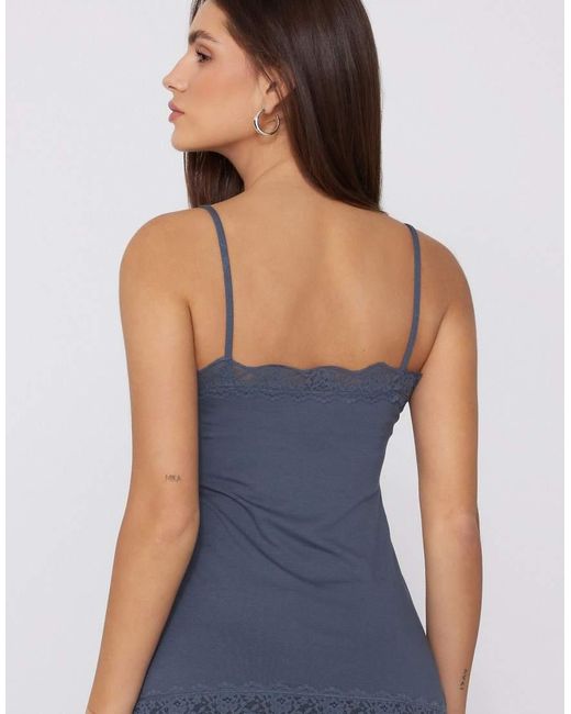 Tezenis Blue Viscose And Lace Camisole