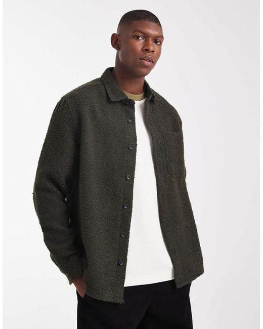 ASOS Gray Boucle Overshirt for men
