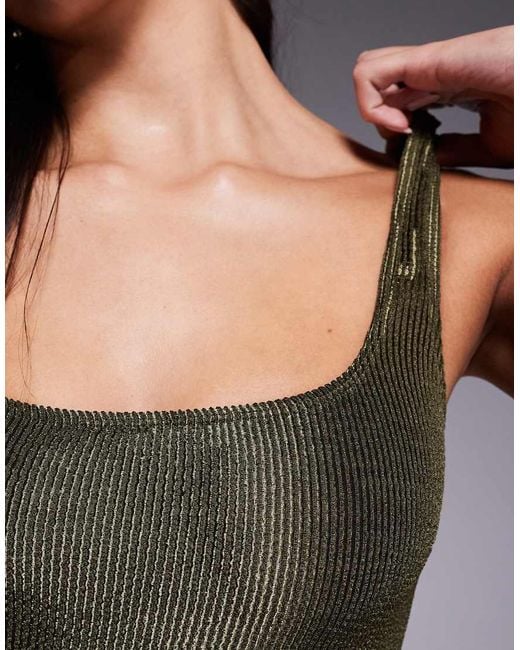 South Beach Green Crinkle Swimsuit