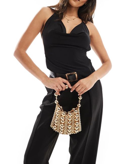 Borsetta A Mano Dorata Con Perle di ASOS in Black