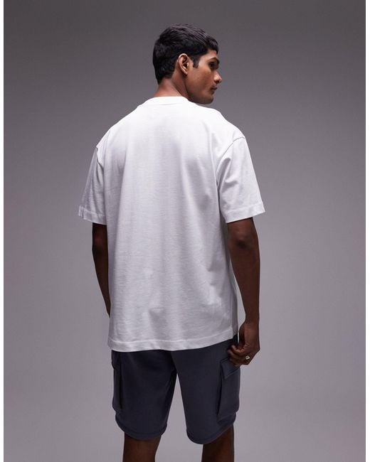 Topman White Premium Oversized Fit T-shirt With Japanese Poppy Print for men