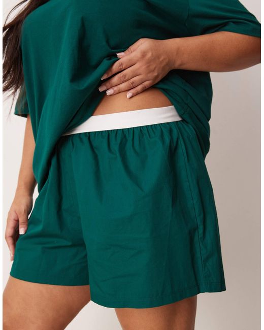 ASOS Green Asos design curve – oversize-t-shirt & boxershorts