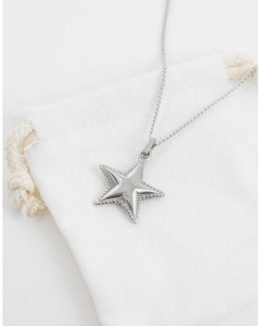 ASOS White Waterproof Stainless Steel Star Pendant Necklace for men