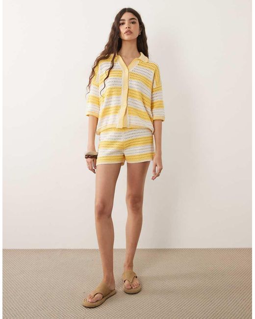 ASOS Yellow Sally Beach Knit Short Co Ord