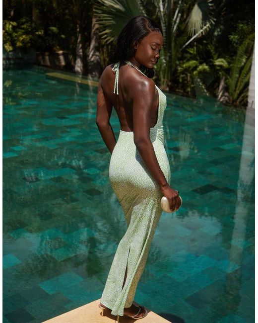 South Beach Maxi Strandjurk Met Gedrapeerde Halslijn in het Green