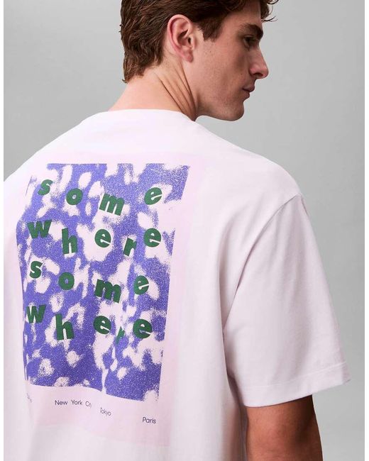 Calvin Klein White Somewhere Graphic Relaxed T-Shirt for men