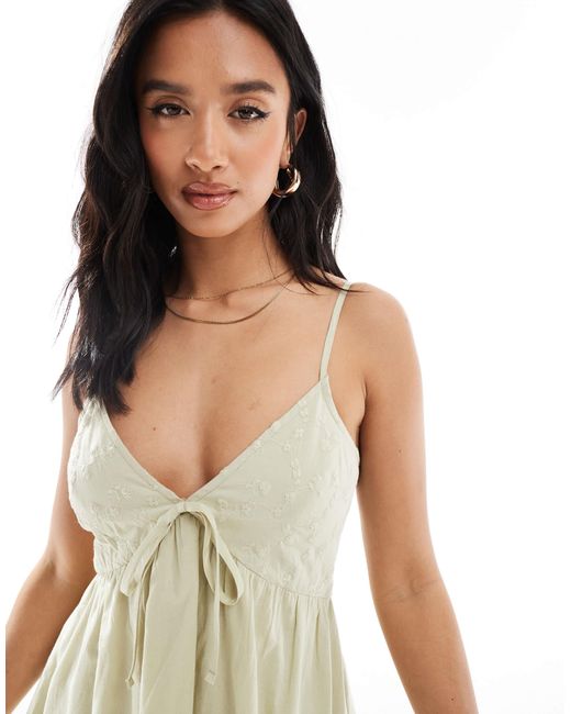 Miss Selfridge Green Broderie Mix Mini Sun Dress