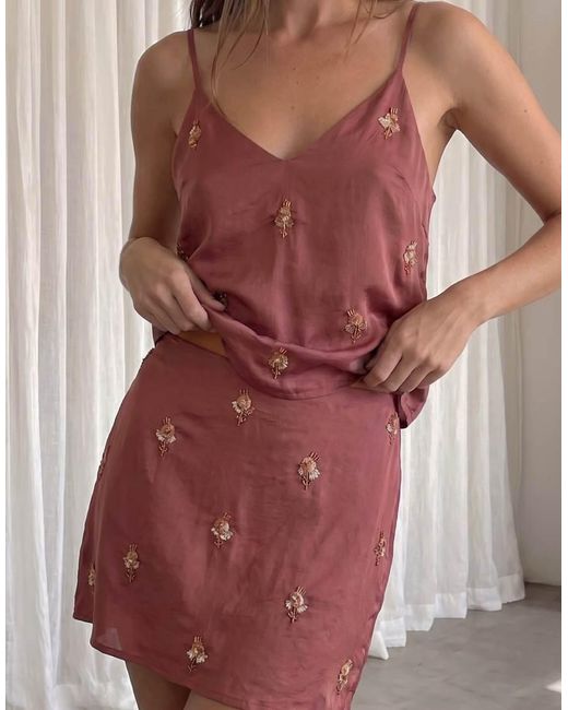 NA-KD Red Sequin Beaded Strap Top