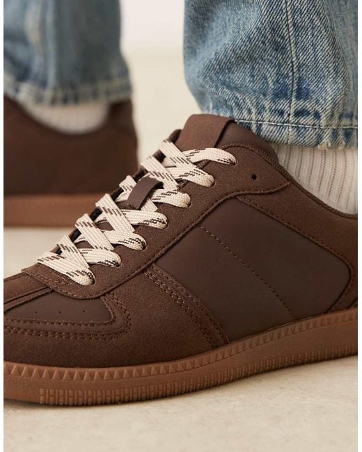 ASOS Blue Retro Sneakers With Panelling And Gum Sole for men