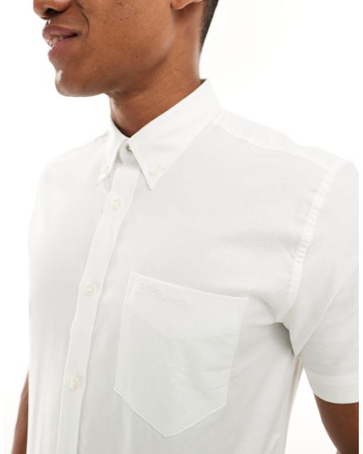 Ben Sherman – kurzärmliges oxford-hemd in White für Herren