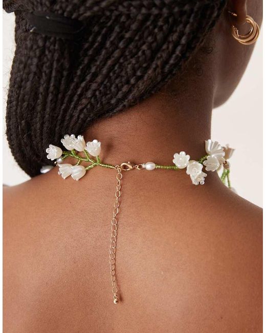 ASOS Korte Ketting Met Bloemontwerp Van Kralen in het Brown