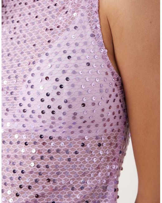 Motel Purple Dudley Sequin Knit Singlet