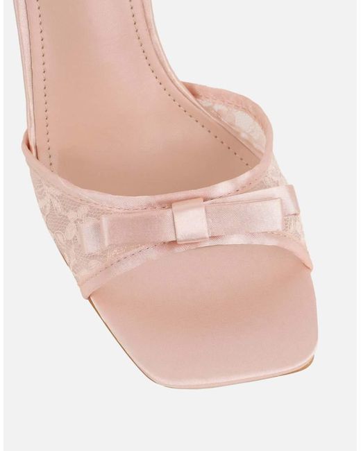 SIMMI Natural Janeena Lace Bow Detail Heeled Sandals