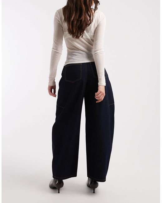 Vero Moda Blue Kaitlin Wide Barrel Jeans With Contrast Stitiching