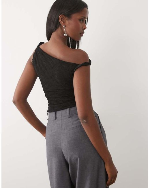 Missy Empire Black Missy Empire Lace Twist Off Shoulder Top
