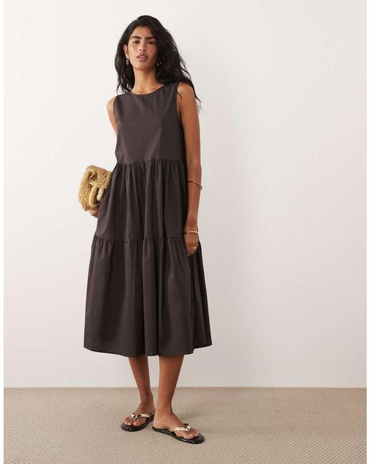 Jdy Natural Tiered Midi Dress