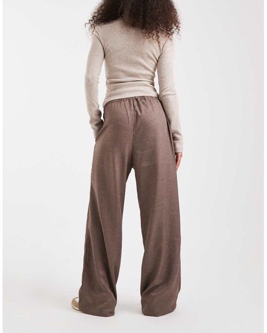ONLY Brown Tie Detail Wide Leg Trousers