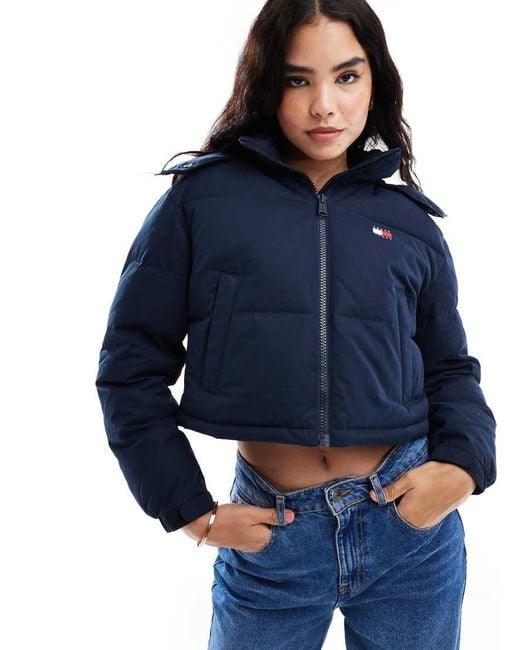 Tommy Hilfiger Blue Alaska Puffer With Faux Fur Hood