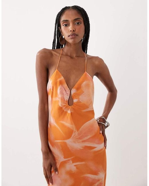 Mango Orange Strappy Maxi Dress